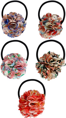 

Bijou Vertex Floral Ponies Pack of 5 Hair Band(Multicolor)