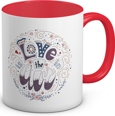 

OyeHoe Love is in the air Coffee Ceramic Mug(300 ml), Red