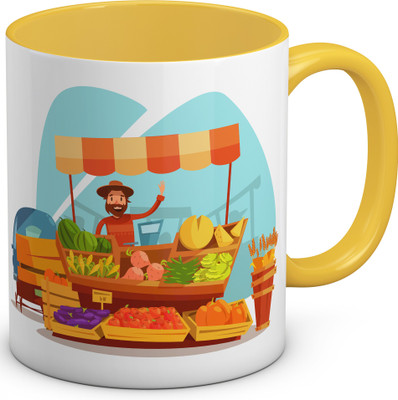 

OyeHoe Vegetable Seller Toon Coffee Ceramic Mug(300 ml), Multicolor