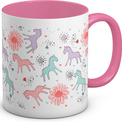 

OyeHoe Horses in Love Coffee Ceramic Mug(300 ml), Pink