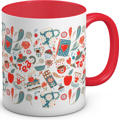 

OyeHoe Not Just Tea & Bakery Coffee Ceramic Mug(300 ml), Red