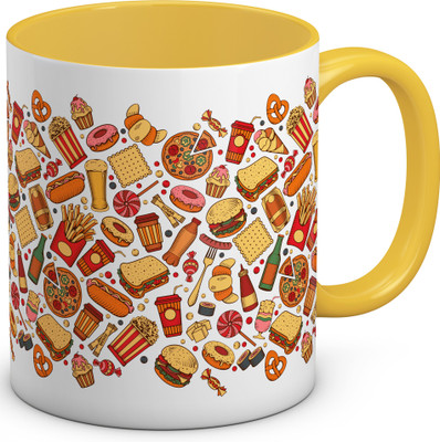OyeHoe Fast Food Coffee Ceramic Mug(300 ml), White