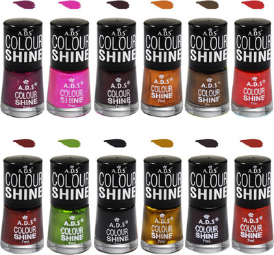 

ADS Colour Shine Nail Paint B1 Shade Multicolor(Pack of 12)