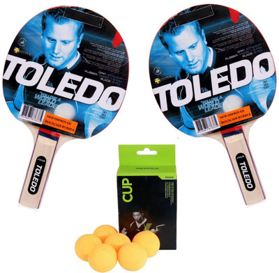 

Cosco Stiga , 2 Toledo Table Tennis Bat, 1 Box Table Tennis Ball Multicolor Table Tennis Racquet(G4, 400 g)