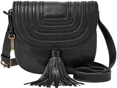 

Fossil Women Casual Black Genuine Leather Sling Bag