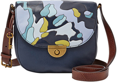 

Fossil Women Casual Blue Genuine Leather Sling Bag