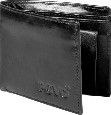 

POVO Men Black Genuine Leather Wallet(3 Card Slots)