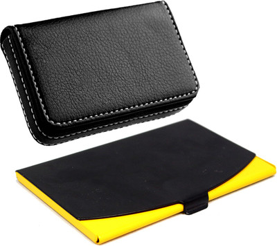 

Stealodeal Black-Yellow Stainless Steel With Soft Leather Wallet 10 Card Holder(Set of 2, Black, Yellow)