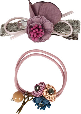 

Bijou Vertex Limited Edition Mauve Vintage Floral Hair Clip & Pony Hair Accessory Set(Purple)