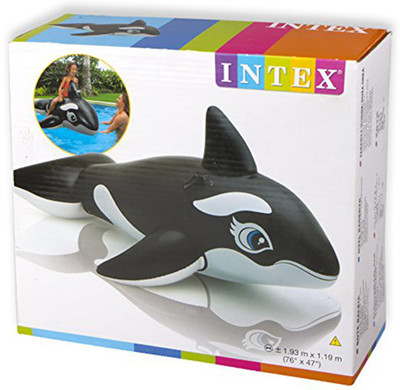 

Intex ® Original Inflatable Whale Ride On Swimming Pool Float Tube Inflatable Pool Accessory(Black)