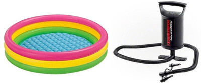 

DINAARKAN 3 FEET BATH TUB CUM CIRCULAR POOL WITH AIR PUMP Inflatable Pool(Multicolor)