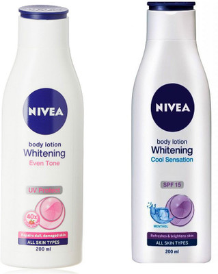 

Nivea WHITENING COOL SENSATION BODY LOTION 200 ML + WHITENING EVEN TONE BODY LOTION 200 ML(200 ml)