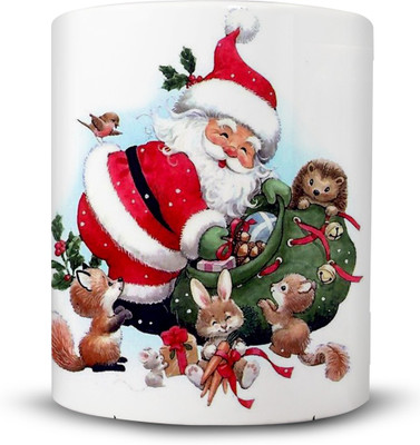 Ackme Design Christmas mug happy Santa Ceramic Mug(325 ml), Multicolor