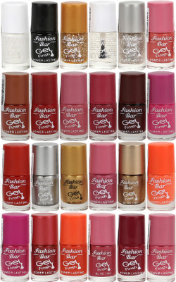 

Fashion Bar Gel Style Nail polish Jumbo Combo Pack 1011 Multicolor(Pack of 24)