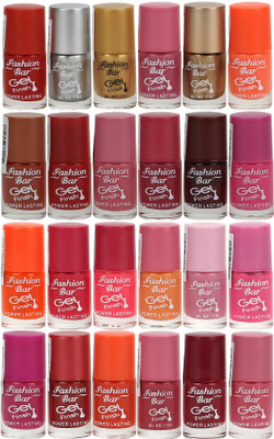 

Fashion Bar Gel Style Nail polish Jumbo Combo Pack 1010 Multicolor(Pack of 24)
