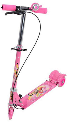 

Fabofly 3 Wheel Folding Barbie Scooter with LED lights on wheel and Bell & Handbrakes(Pink)