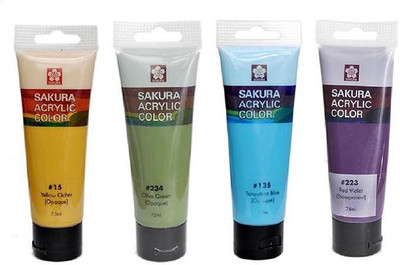 

Sakura Acrylic Color Tube(Set of 1, Yellow Ochre, Olive Gren, Turquoise Blue, Red Violet)