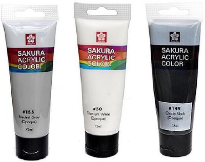 

Sakura Acrylic Color Tube(Set of 1, Neutral Grey, Titanium White, 0xide Black)
