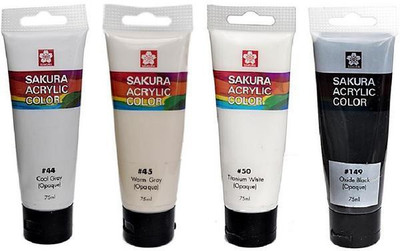 

Sakura Acrylic Color Tube(Set of 1, Cool Grey, Warm Grey, Titanium White, Oxide Black)