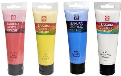 

Sakura Acrylic Color Tube(Set of 1, Red, Yellow, Cobalt Blue, Titanium White)