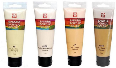 

Sakura Acrylic Color Tube(Set of 1, Naples Yellow, Naples Yellow Red, Raw Sienna, Pale Orange)