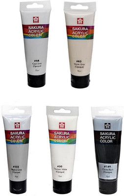 

Sakura Acrylic Color Tube(Set of 1, Cool Grey, Warm Grey, Titanium White, Oxide Black, Neutral Grey)