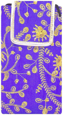 

Bagaholics Ethnic Raw Silk Saree Clucth Waist Clip Ladies Pouch Mobile Pouch(Blue)
