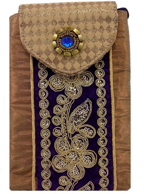 

Bagaholics Ethnic Raw Silk Saree Clucth Waist Clip Ladies Pouch Mobile Pouch(Blue)