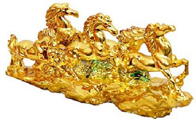 

AIR9999 FENG SHUI FIVE RUNNING HORSES fOR VICTORY, FAME AND LUCK ( GOLDEN COLOR ) Decorative Showpiece - 10 cm(Polyresin, Gold)
