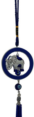 

DivyaMantra Decorative Evil Eye Elephant In Ring Pendant Amulet for Car Rear View Mirror Decor Ornament Accessories/Good Luck Charm Protection Interior Wall Hanging Showpiece Decorative Showpiece - 24 cm(Plastic, Blue)