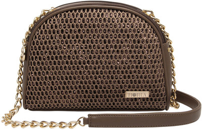 Horra Women Evening/Party Brown PU Sling Bag