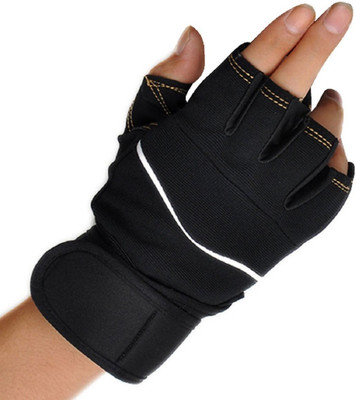

Xerobic Workout Weight Lifting Training Fingerless Half-finger Design Gym & Fitness Gloves (Free Size, Black)
