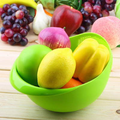 

eoan international NAOE Plastic Vegetable Fruit Basket Rice Wash Sieve Washing Bowl Colander Storage Basket(Pack of 1)