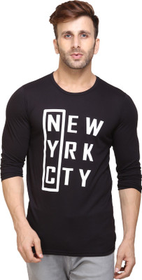 Mi Moda Printed Men Round Neck Black T-Shirt