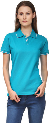 

Scott International Solid Women's Polo Neck Green T-Shirt, Turquoise green
