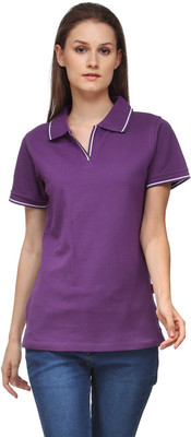 

Scott International Solid Women' Polo Neck Purple T-Shirt