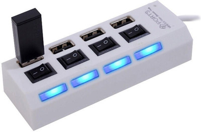 

Generic High Speed 4 Port USB HUB 2.0 With Individual Switches 888 USB Adapter(white black)