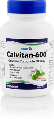 

HealthVit Calvitan-600 Calcium Carbonate 600mg 60 Tablets(60 No)