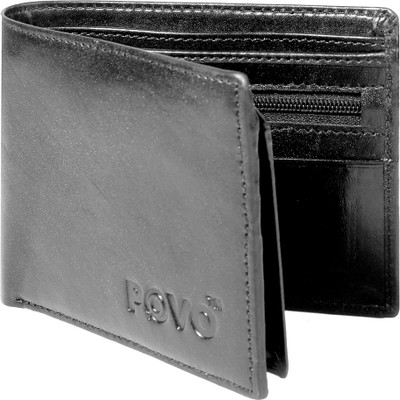 

POVO Men Black Genuine Leather Wallet(6 Card Slots)