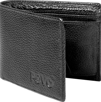 

POVO Men Black Genuine Leather Wallet(3 Card Slots)