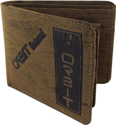 Orbit Men Tan Genuine Leather, Fabric Wallet(5 Card Slots)