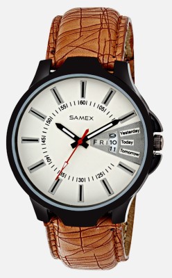 samex STYLISH TRENDY POPULAR COLORED DAY DATE BEST CASUAL BROWN LEATHER BIG DISCOUNT PRICE SALE Watch  - For Men   Watches  (SAMEX)