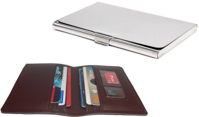 

Poland 10 Card Holder(Set of 2, Silver, Tan)