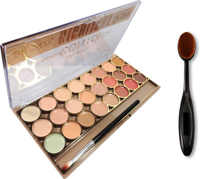

MITENO mars Contour Bronze Highlight Palette Concealer with Oval Application Brush(Set of 2)