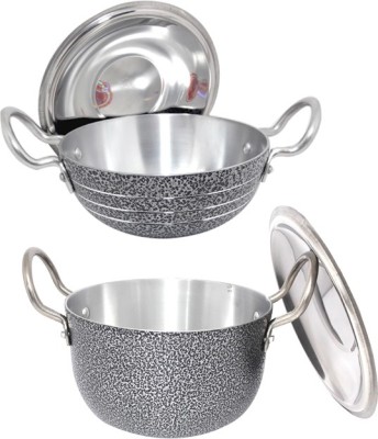 bartan hub kadhai with lid and pot with lid Cookware Set(Aluminium, 2 - Piece)