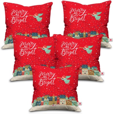 Indigifts Printed Cushions Cover(Pack of 5, 45 cm*45 cm, Red)