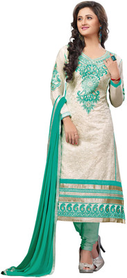 

Jiya Cotton Self Design, Embroidered Salwar Suit Dupatta Material(Un-stitched), Cream;rama