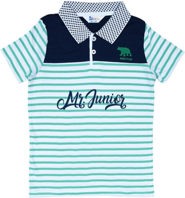 Ventra Boys Striped Cotton T Shirt(Green, Pack of 1) Flipkart