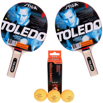 

Cosco Stiga Two Toledo Table Tennis Bat OR Competition Ball Table Tennis Kit