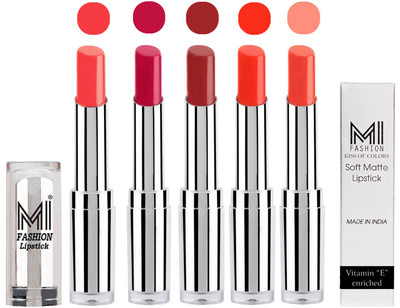 

MI Fashion Pout-Perfect Creamy Matte Lipstick Set in 5 Vibrant Colours(Pink Wink,Dark Magenta,Brown Sugar,Orange Crush,Coral Glamour)